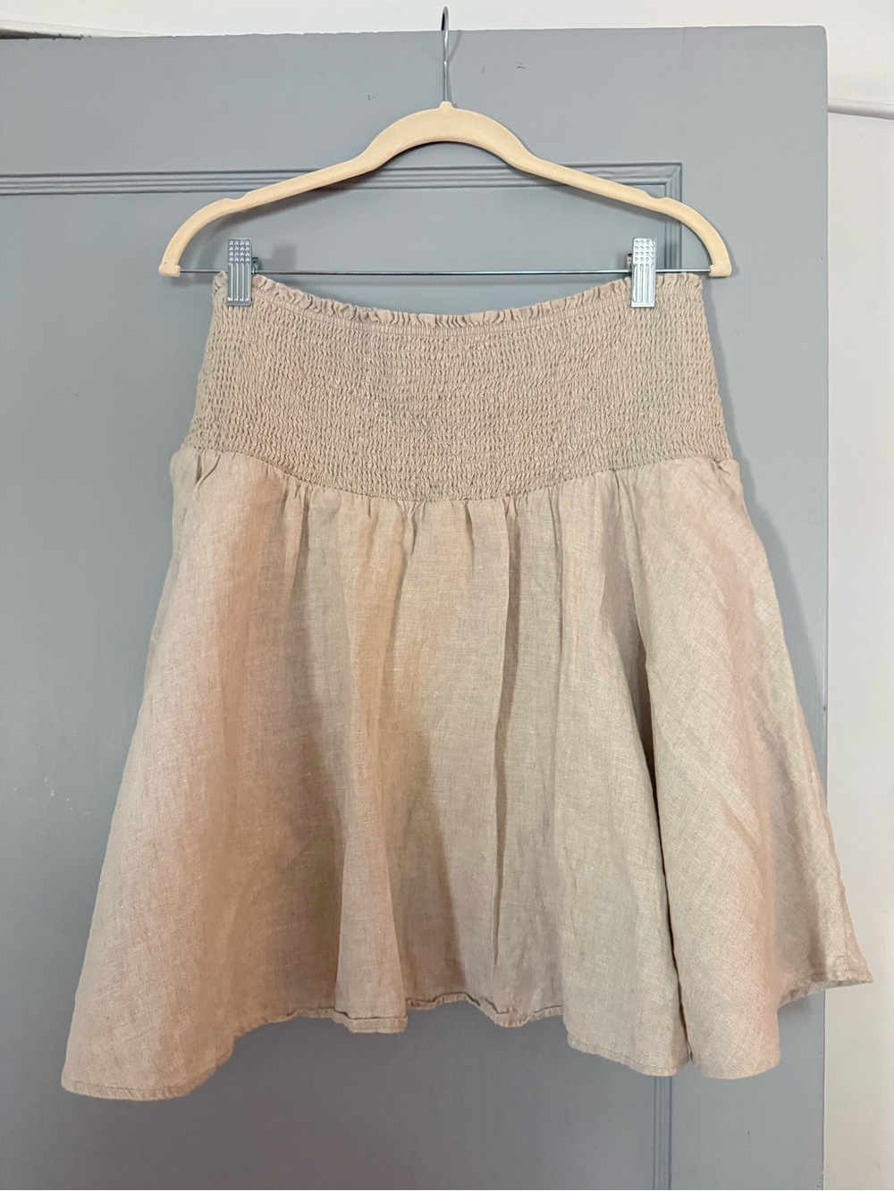 J Crew, Linen, Smocked Mini Skirt, XL